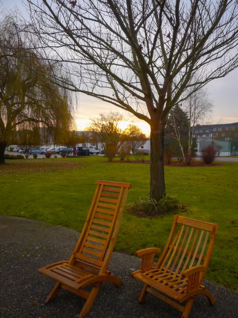 Sunrise from our Guesthouse. I would have loved to lounge in those chairs if it wasn't so cold!