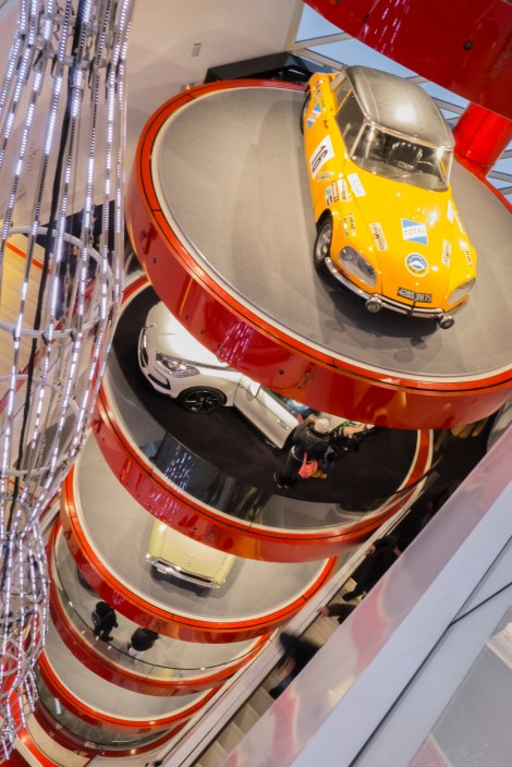 The Citroen Shop with many levels of cars, both classic and new...