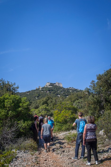 Beginning the hike up to Chateau Montferrand