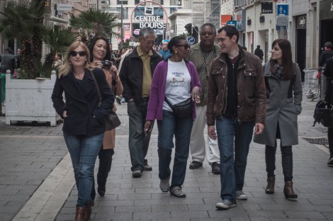 Walking down the long street full of lovely shops...