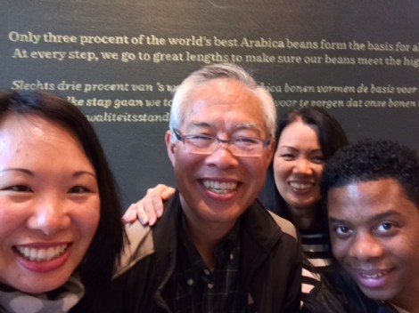 Meeting up with our friend Wendell and taking a Starbucks selfie...